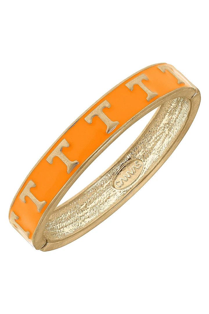 Tennessee Enamel Logo Hinge Bangle, Orange