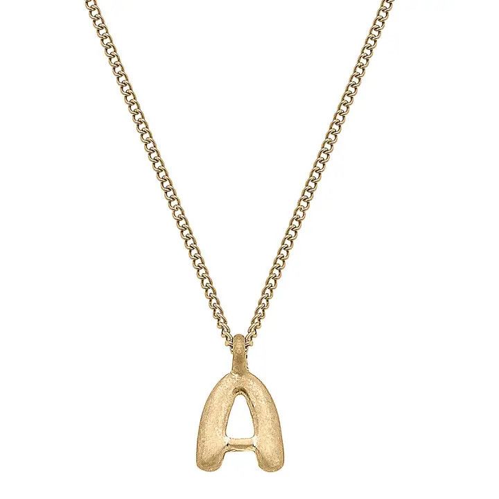 Gold Initial Necklace, Letter: A