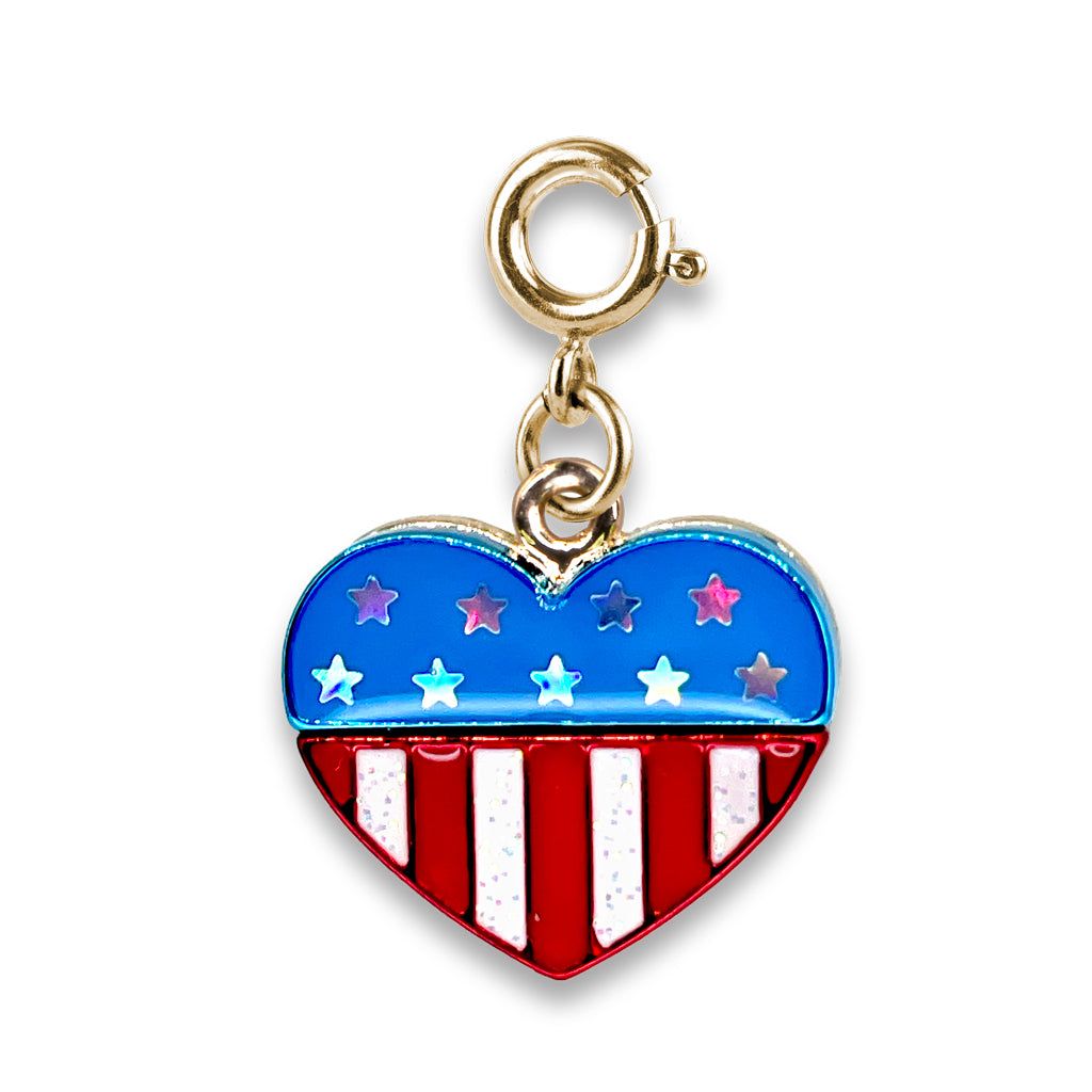 Charm, Gold Glitter Flag Heart