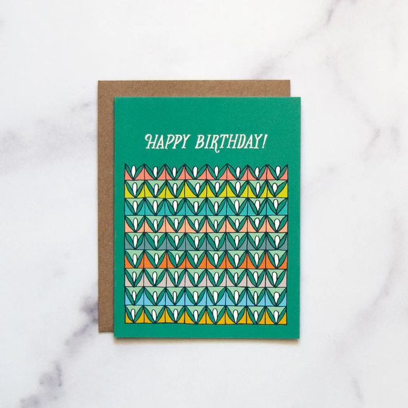 Card, Happy Birthday! Green Bloom