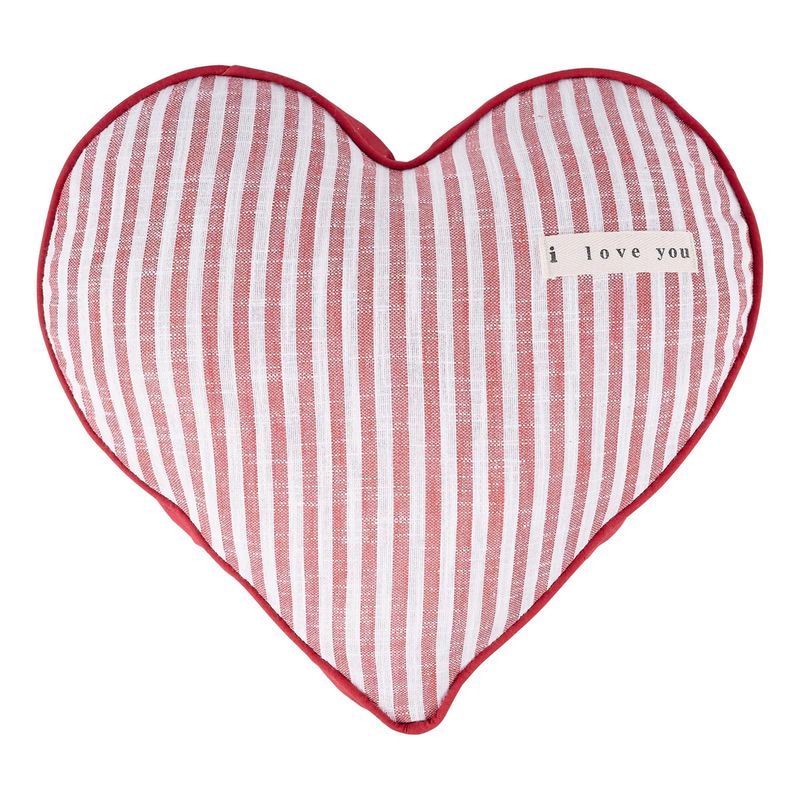 Red Stripe Heart Shaped, Fair Trade Pillow