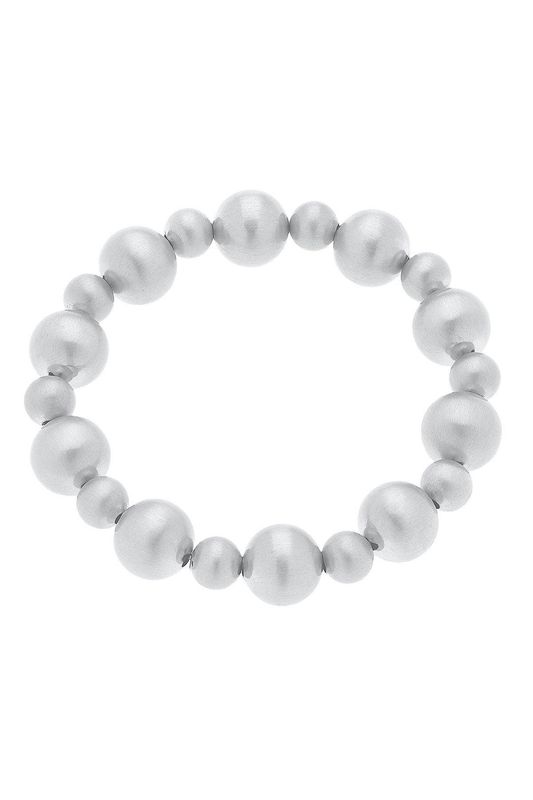 Ember Ball Bead Stretch Bracelet, Satin Silver
