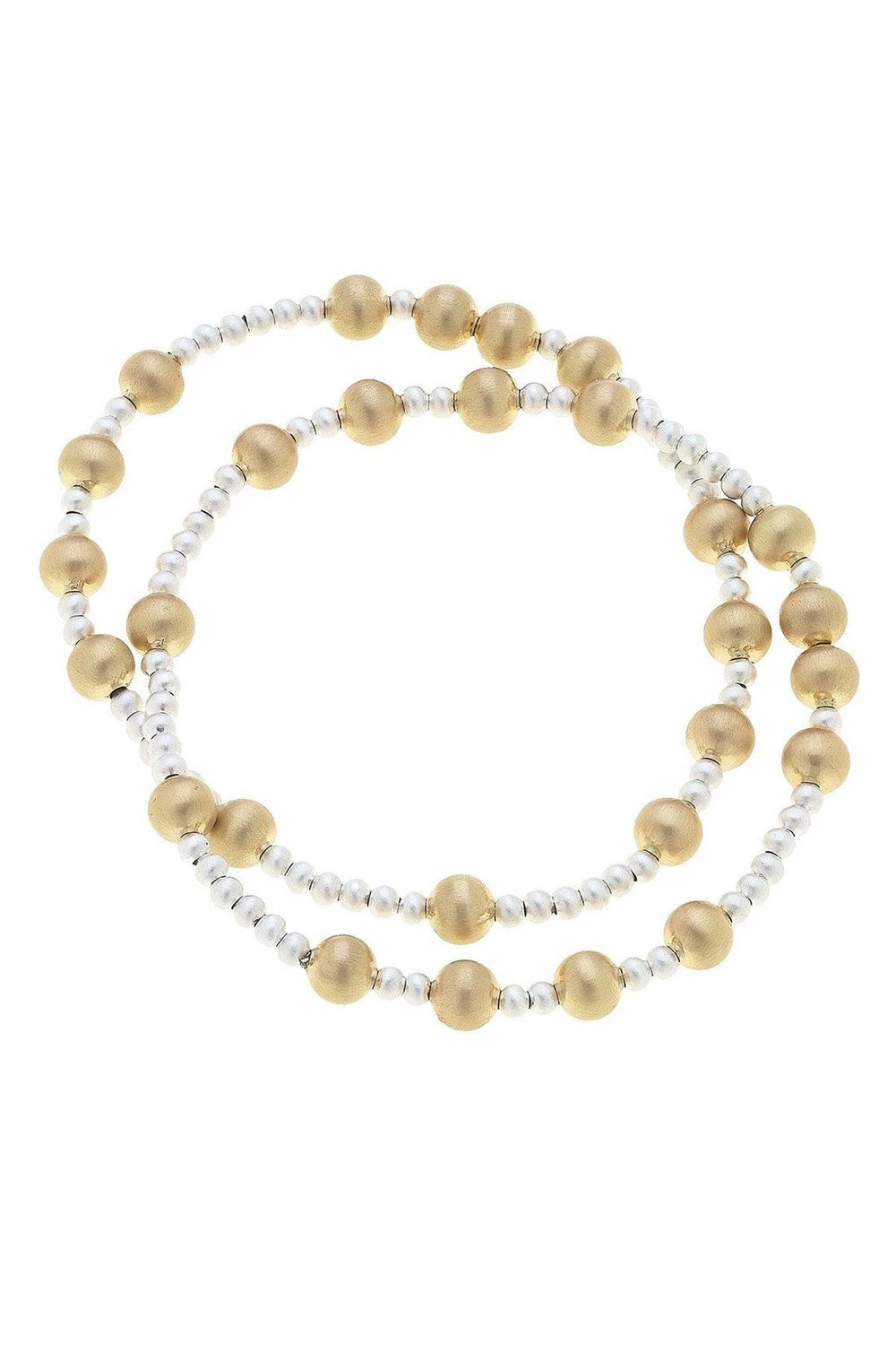Shelby Ball Bead Stretch Bracelet Set, Satin Two-Tone