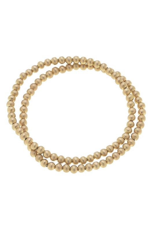 Walker Ball Bead Stretch Bracelet Set, Satin Gold
