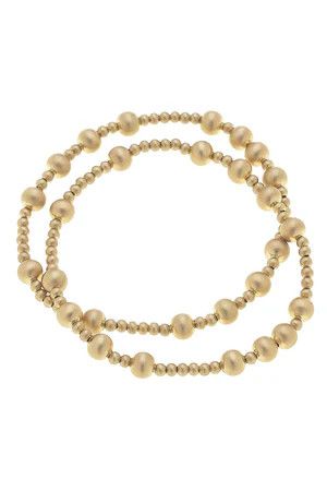 Shelby Ball Bead Stretch Bracelet Set, Satin Gold