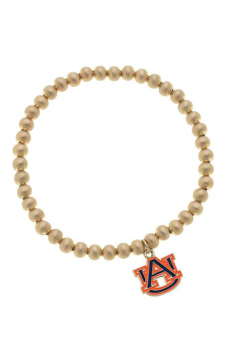 Auburn Logo Stretch Bracelet, Satin Gold