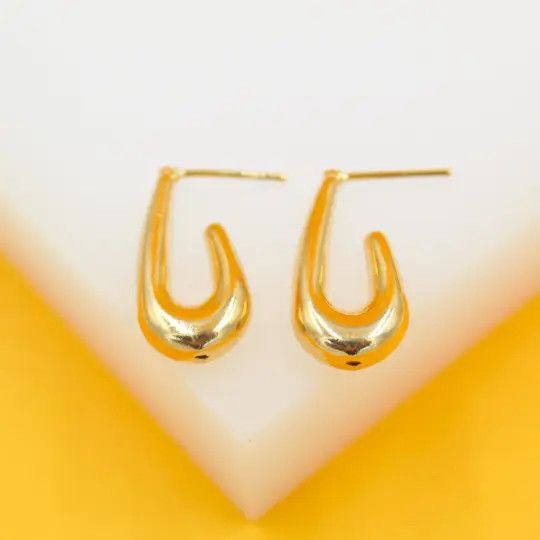 (J238) Gold Rhodium Filled Teardrop Earring