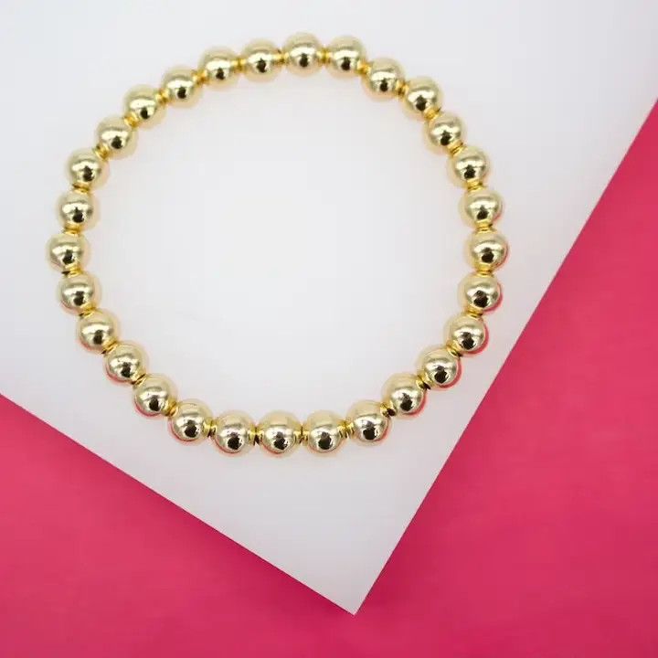 (I54) 6mm Gold Bead Bracelet