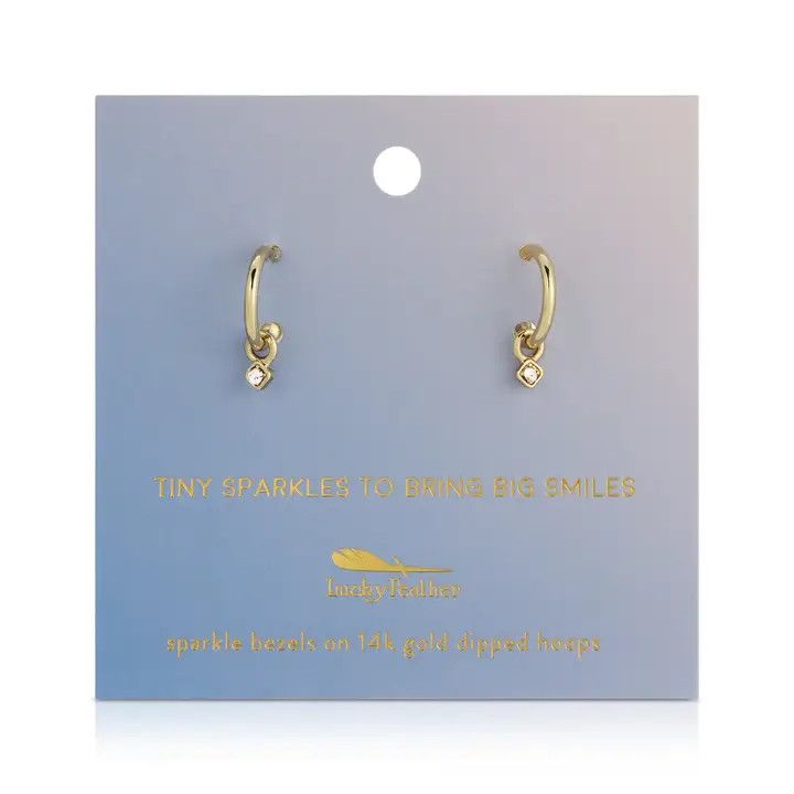 Gold Earrings Hoops with Drop, Spark