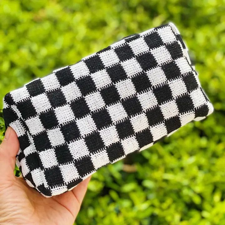 Cosmetic Bag, Black Checked