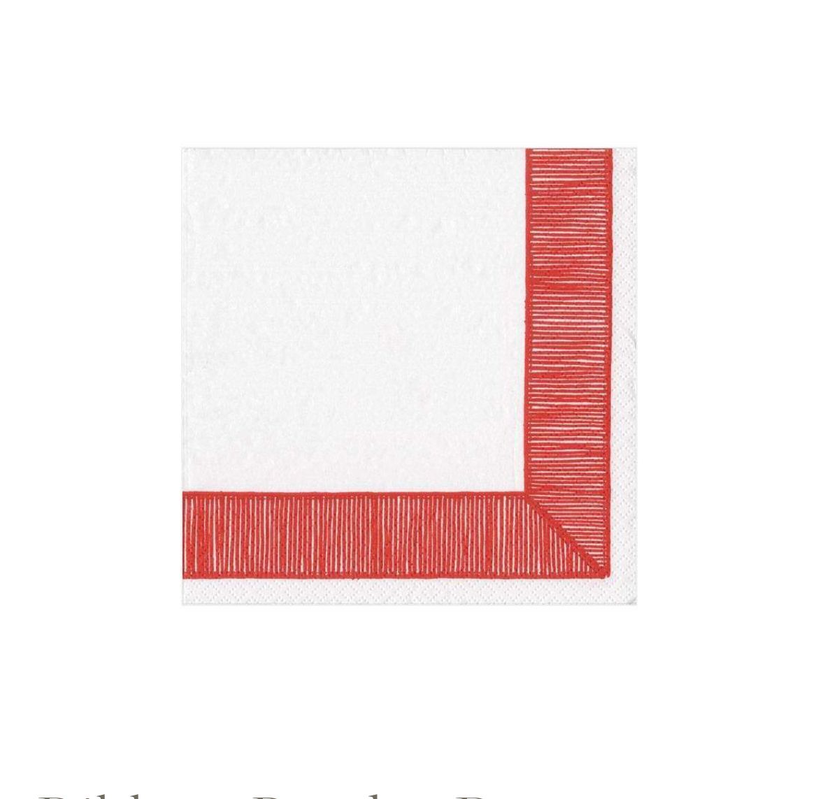 Paper Cocktail Napkins, Ribbon Border Red