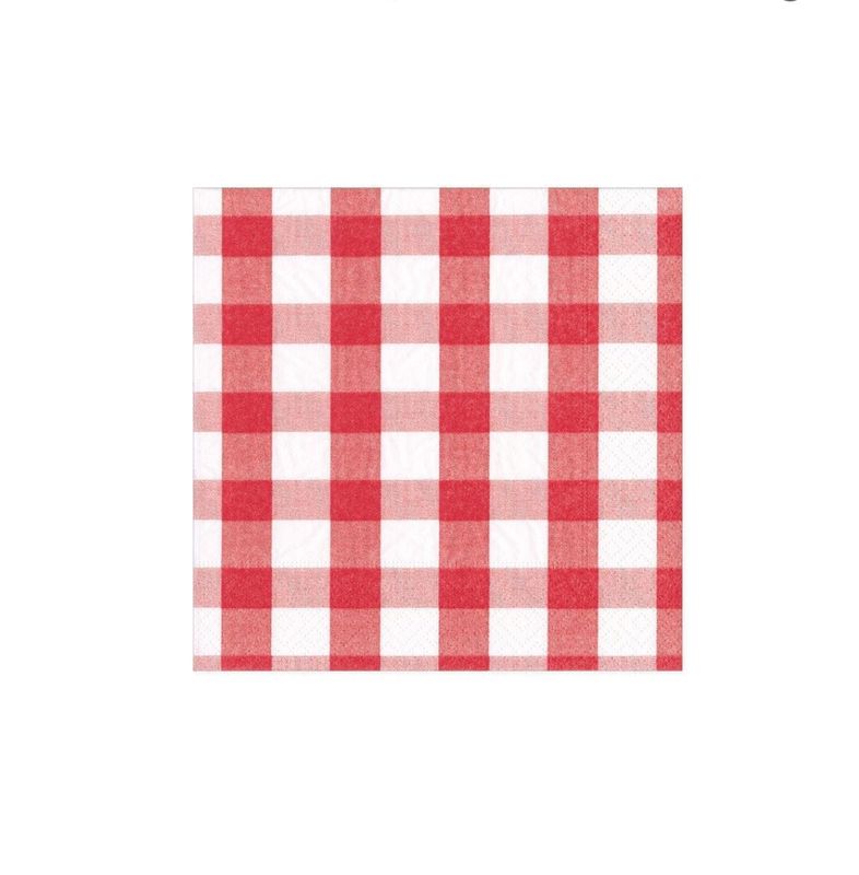 Paper Cocktail Napkins, Gingham Red
