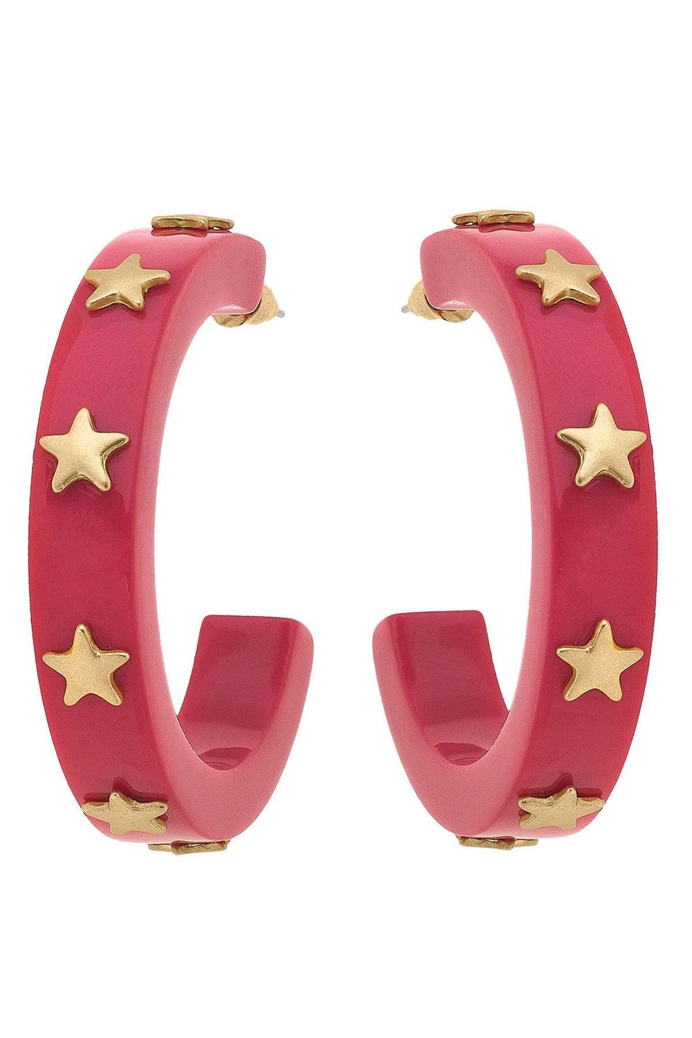Darla Star Resin Hoop Earrings, Fuchsia