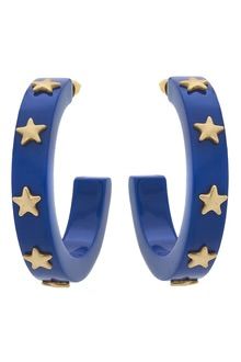 Liberty Star Resin Hoop Earrings, Blue