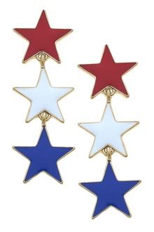 Americana Stars Earrings, Red,White,Blue