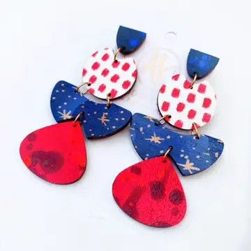 Earrings, Americana Red White Blue Patriotic