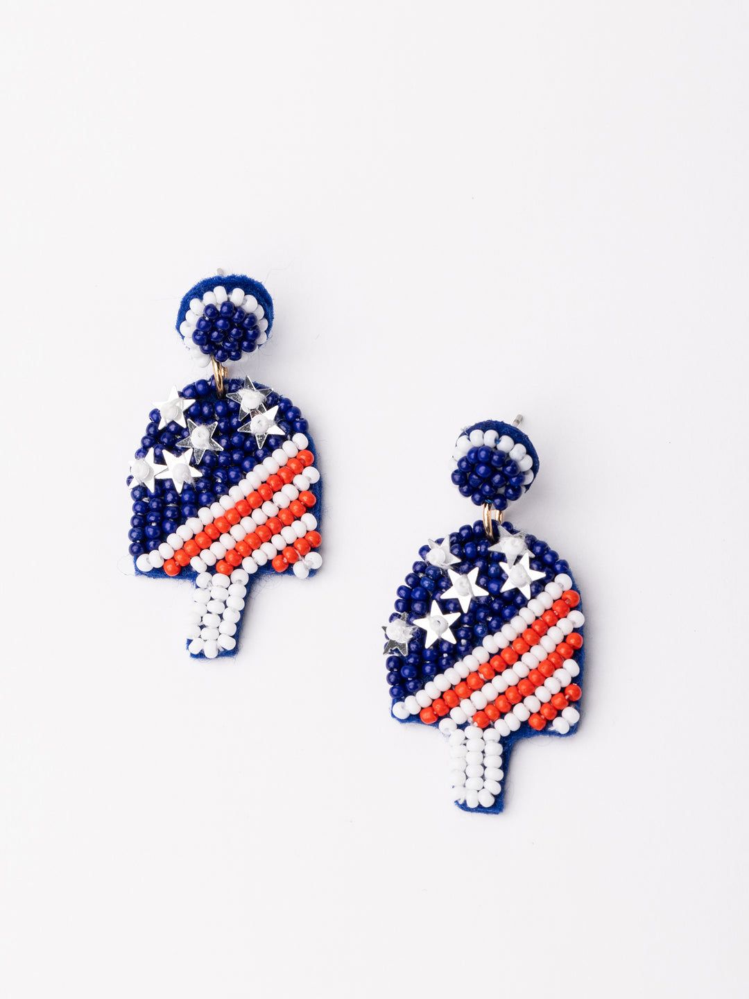 Earrings, Patriotic Beaded Popsicle