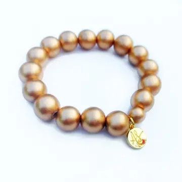 Matte Gold Stacking Bracelet - Large Beads