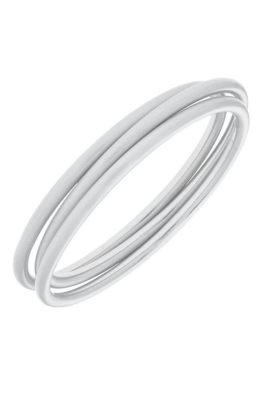 Isla Bangle Stack, Silver Satin