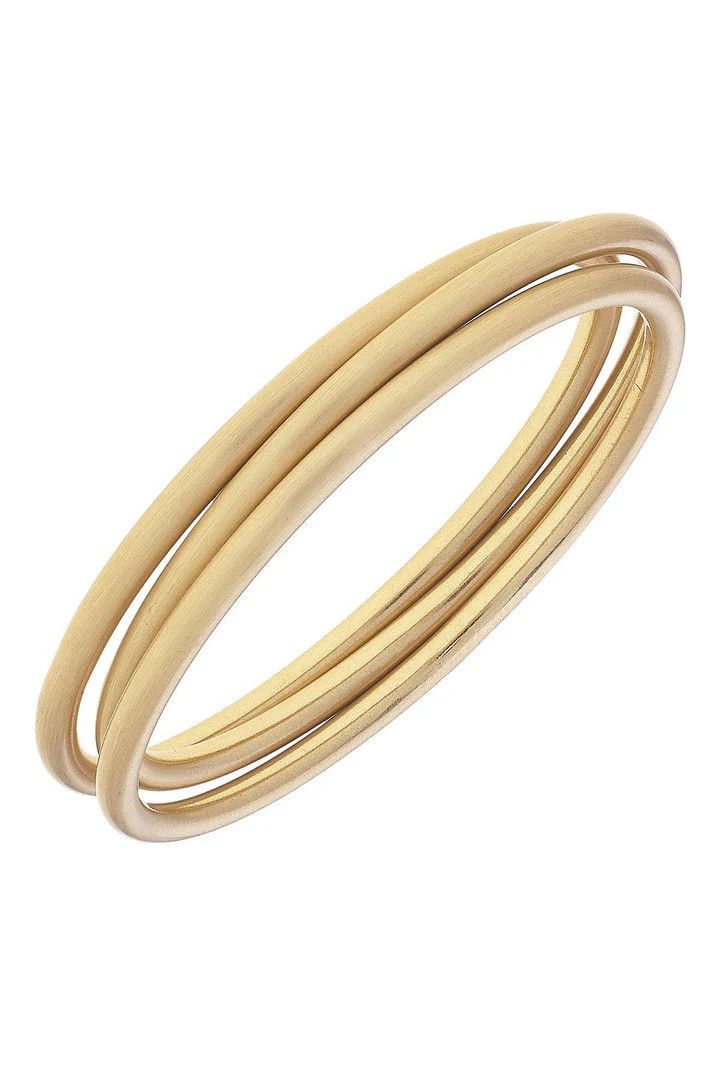 Isla Bangle Stack, Gold Satin
