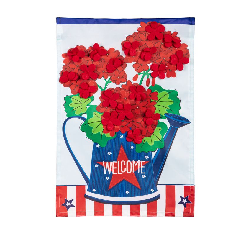 Patriotic Geraniums Applique Garden Flag