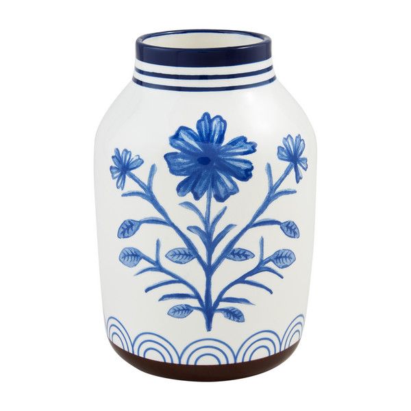 Large Blue Floral Vase