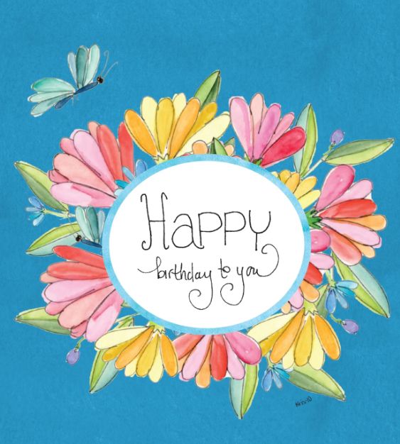 Card, Blue Butterfly Floral Bday BC504