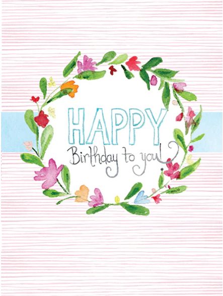 Card, Striped Floral Wreath WBC436