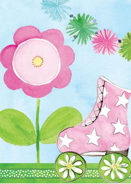 Card, Pink Rollerskate Birthday BC356