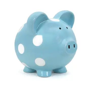 Large Blue Pig with White Dot Bank