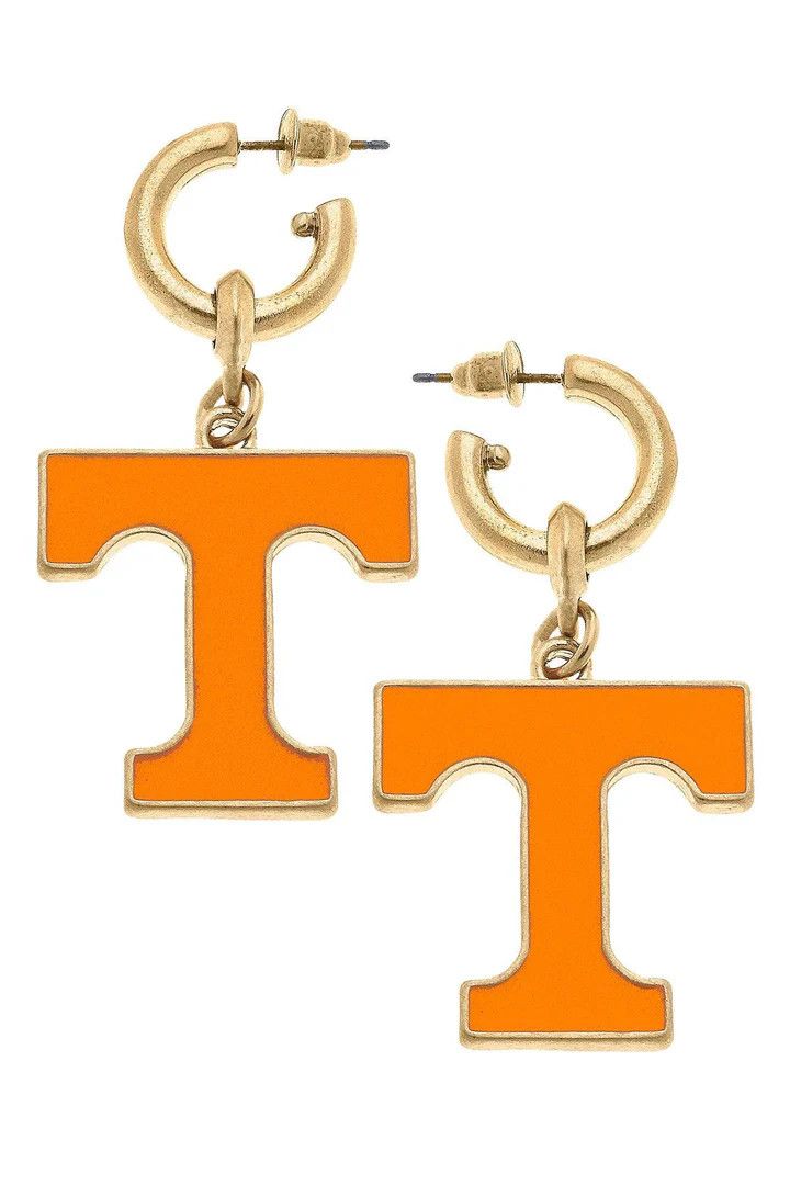 Tennessee Volunteers Enamel Drop Hoop Earrings in Orange