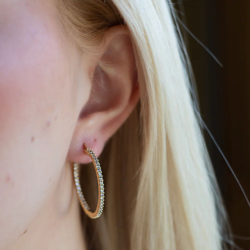 Gilded Earring-Rhinestone Hoops