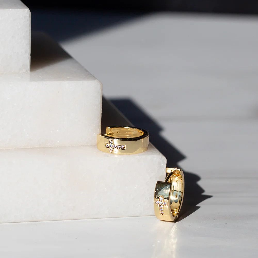 Gilded Earring-Cross Hoops