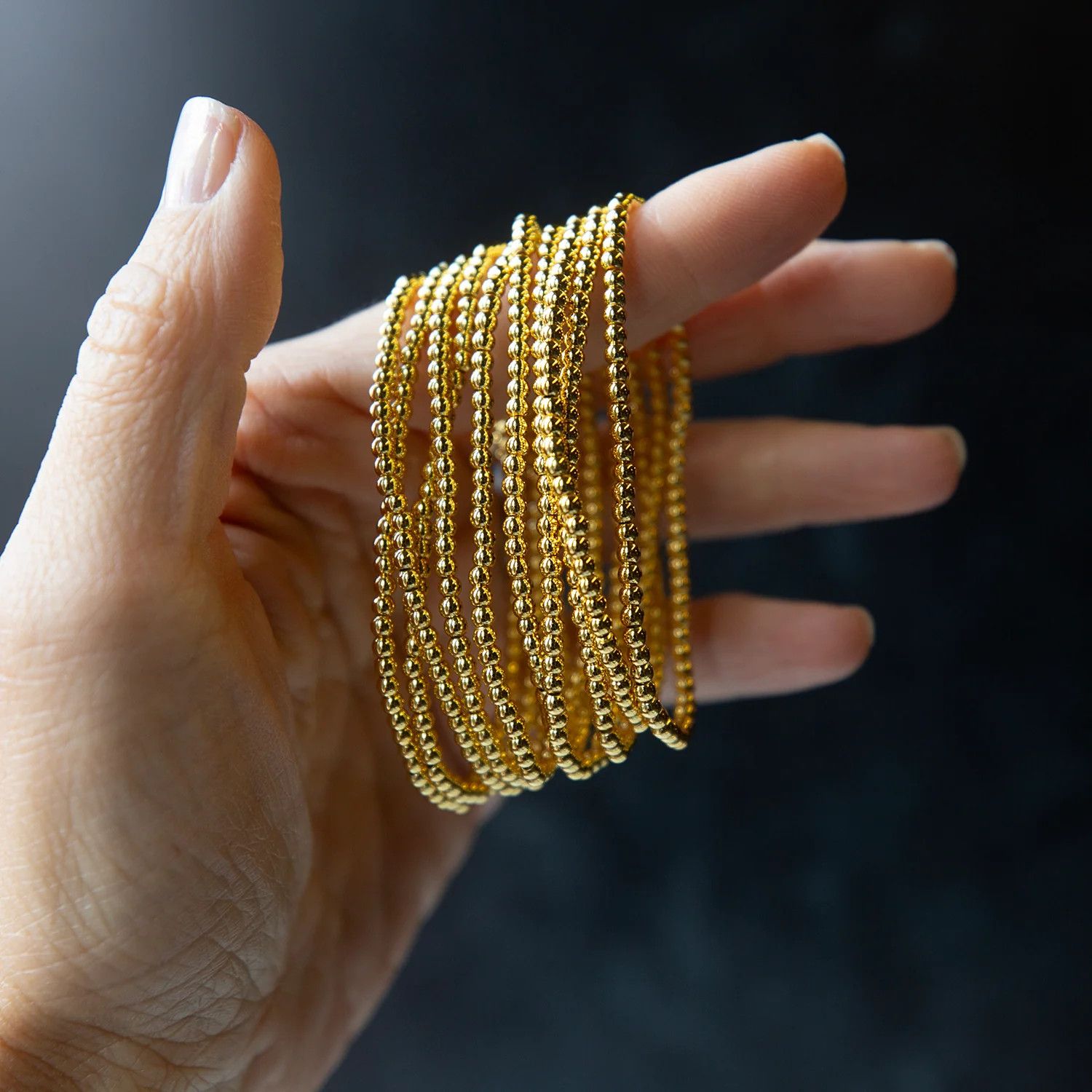 Classic Gold Beaded Bracelets - 3mm Smooth