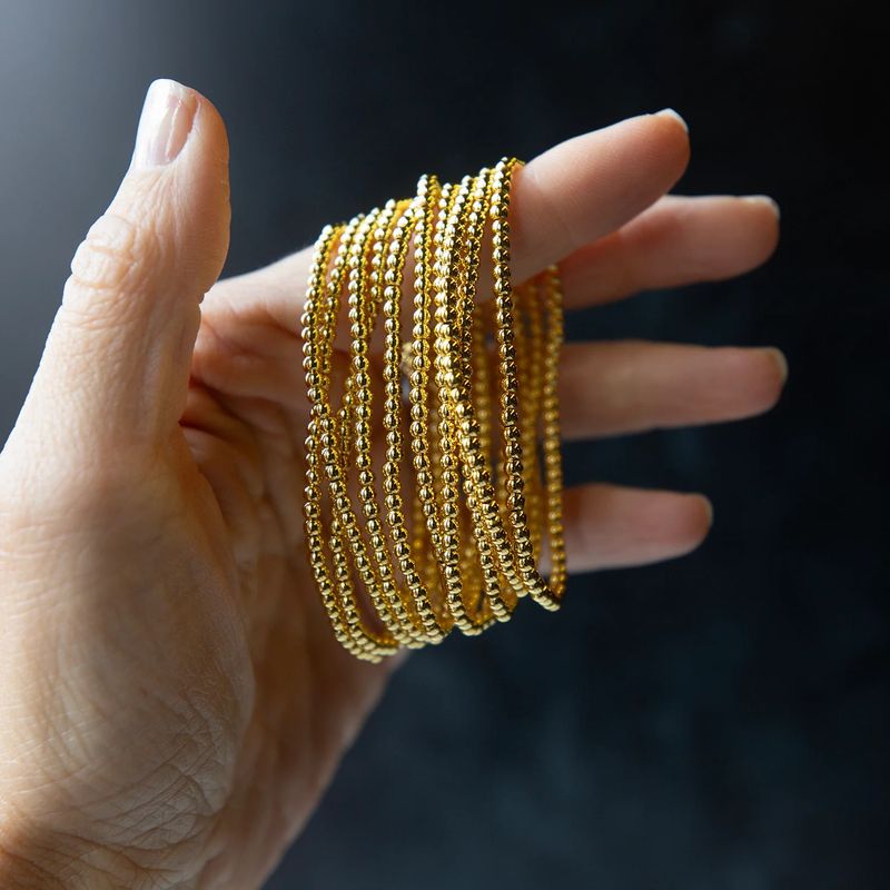 Classic Gold Beaded Bracelets - 3mm Smooth