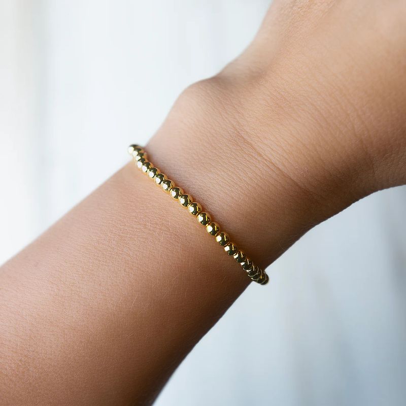 Classic Gold Beaded Bracelets - 4mm Smooth