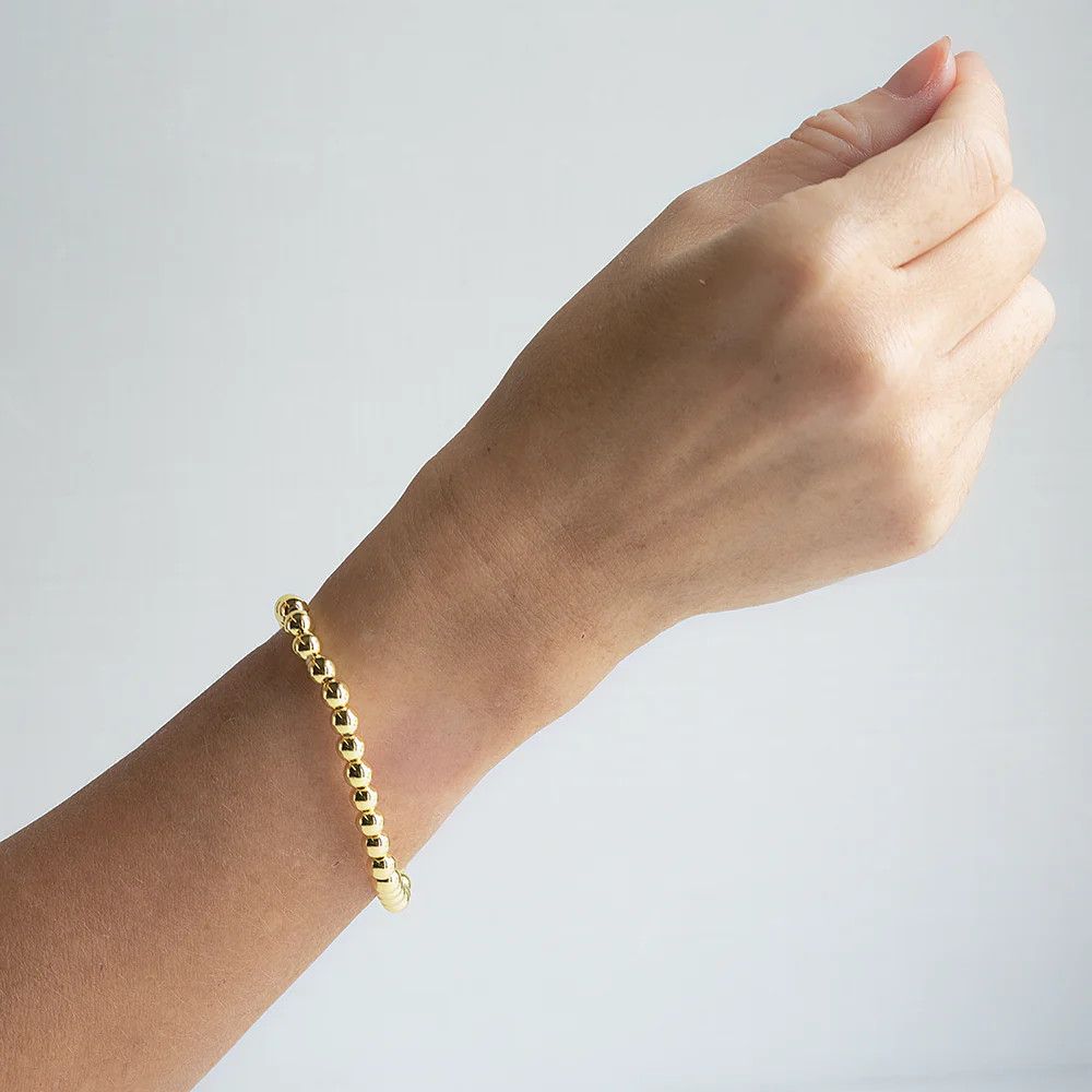 Classic Gold Beaded Bracelets - 6mm Smooth