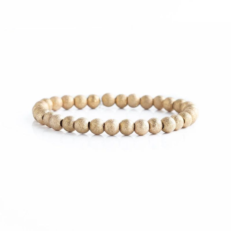 Classic Gold Beaded Bracelets - 6mm Textured