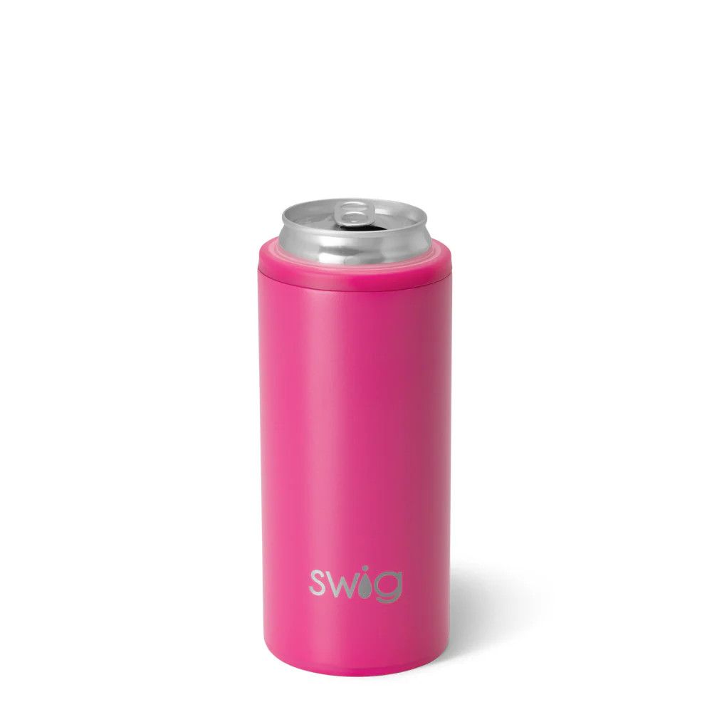 12oz Skinny Can Cooler, Hot Pink