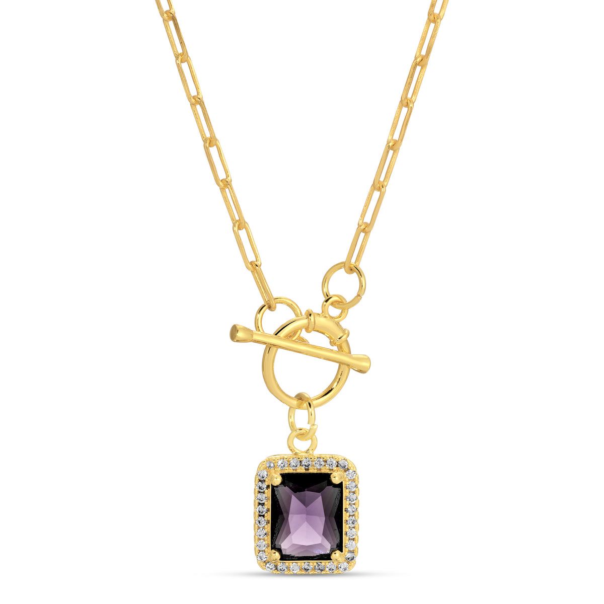 Elegant Pendant Toggle Necklace, Purple