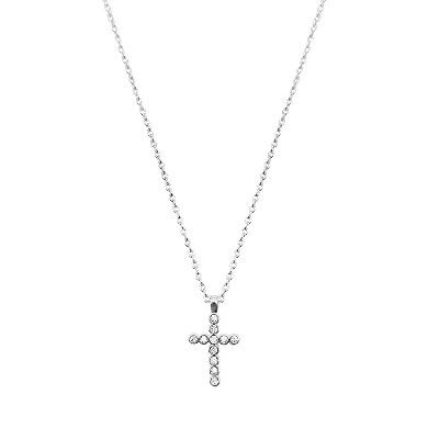 Delicate CZ Cross Pendant, Silver