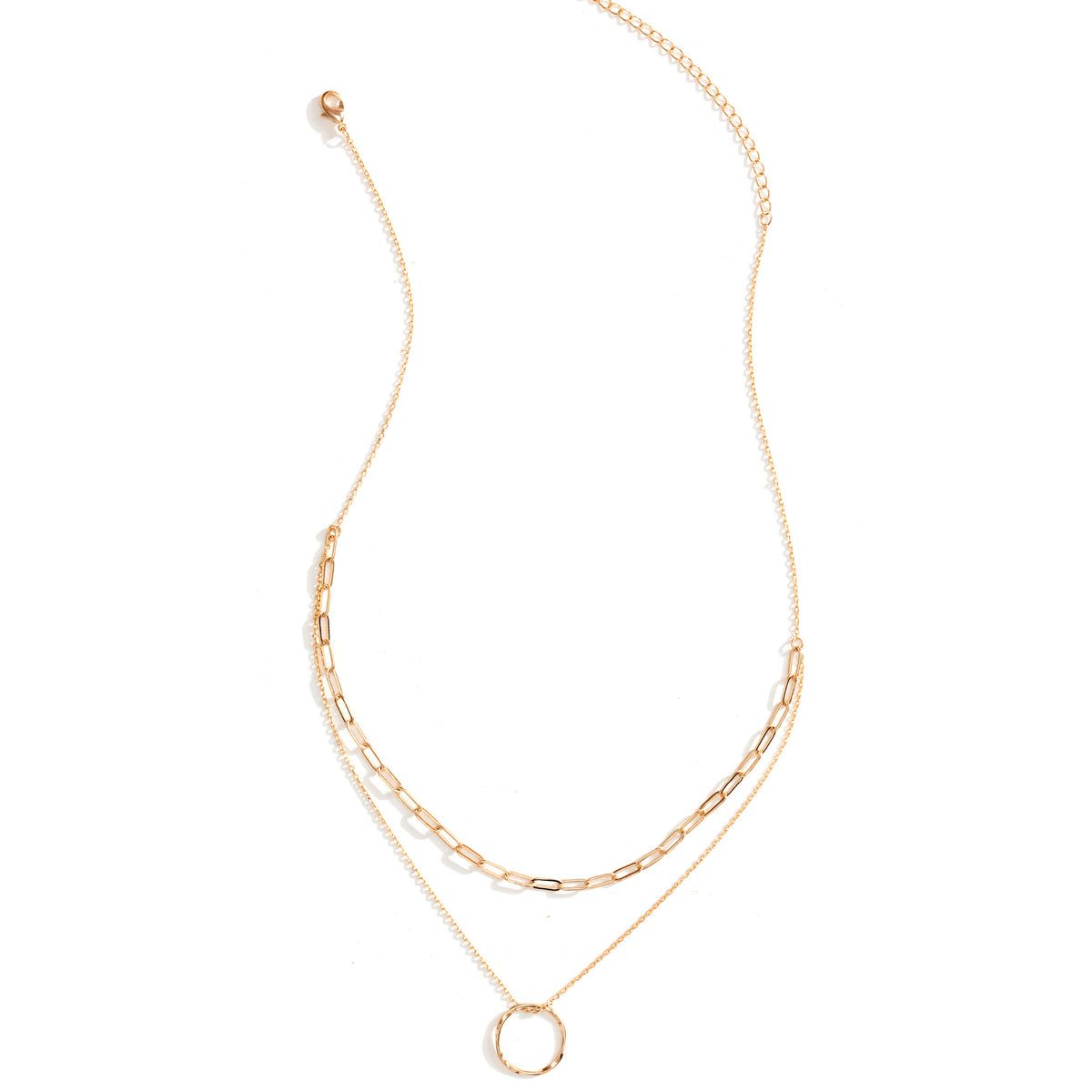 Delicate Double Appeal Ring Necklace, Gold