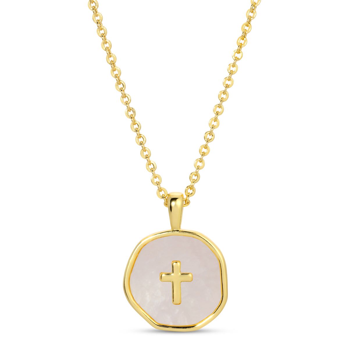 Gold Shell with Cross Pendant Necklace