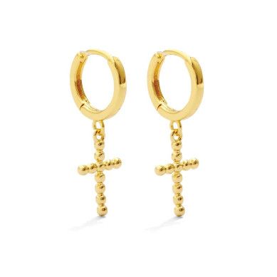 Cross Drop Huggies, Gold