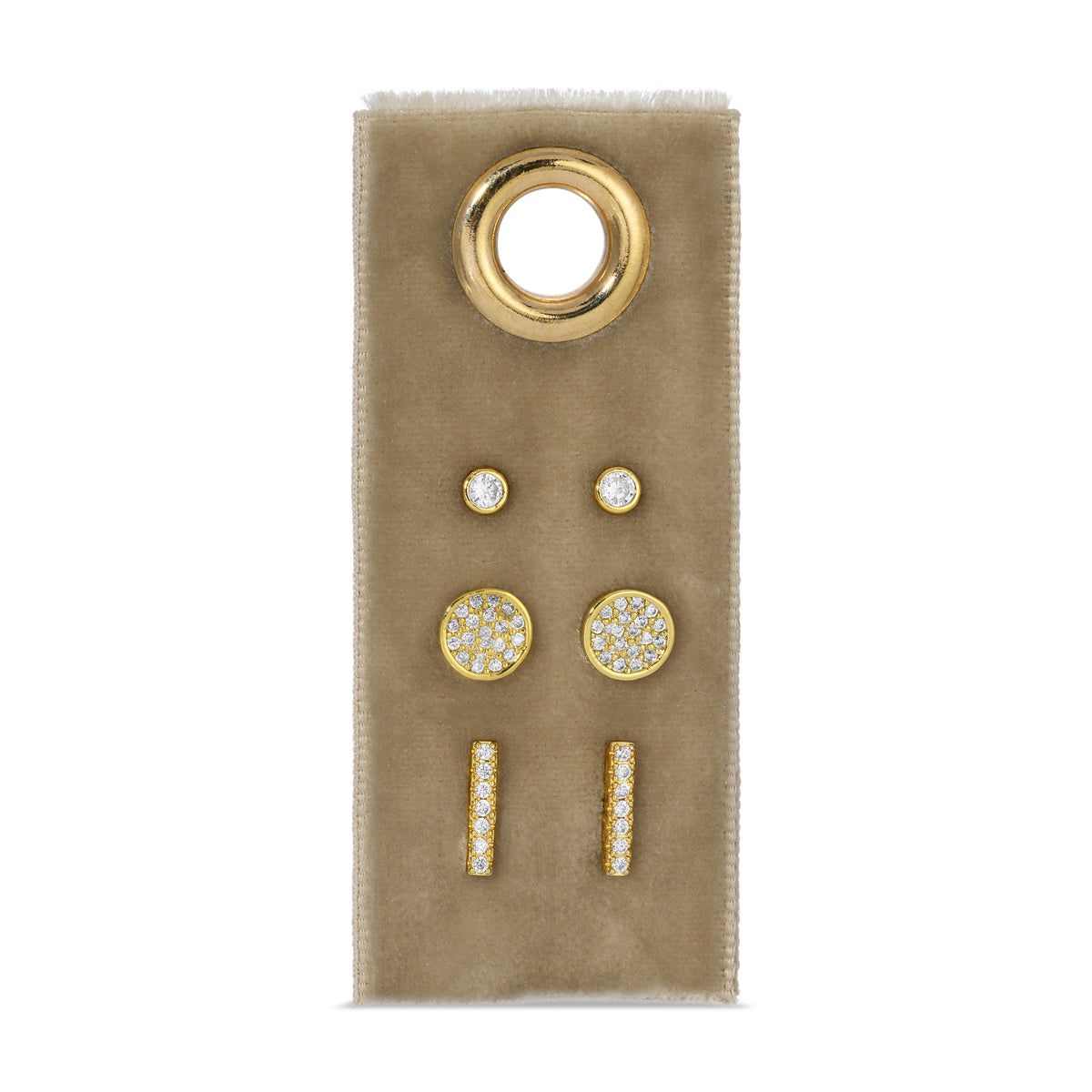 Pave Velvet Stud Gift Set, Gold