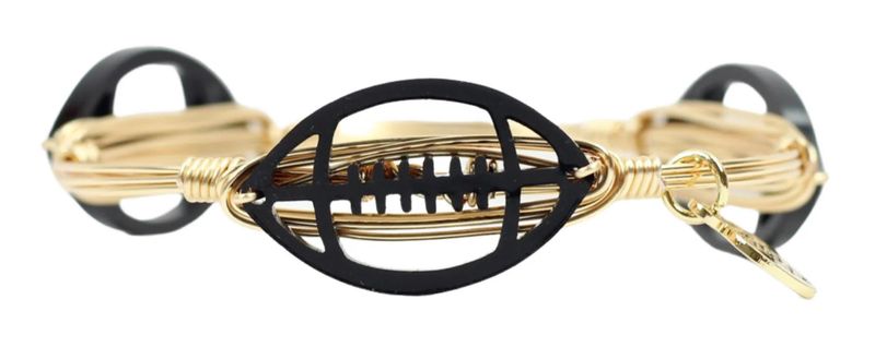 Acrylic Football Bangle Bracelet, Black