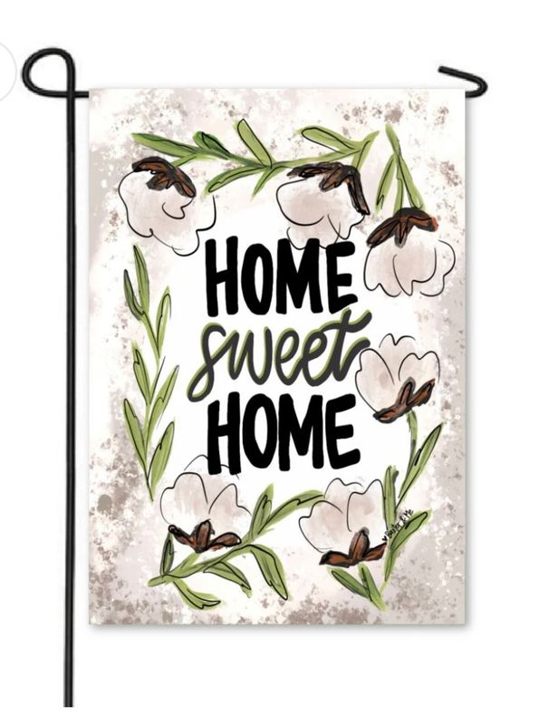 Garden Flag, Cotton Wreath Home Sweet Home