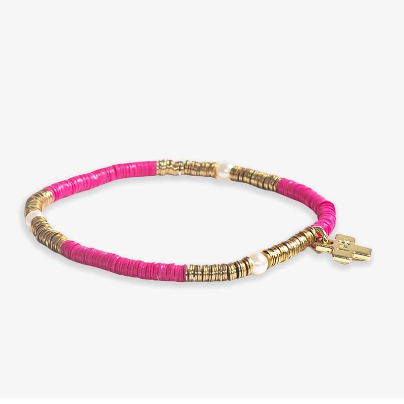 Rory Gold with Pearls Bracelet Hot Pink