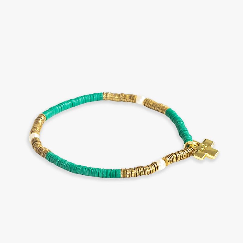 Rory Gold with Pearls Bracelet Kelly Green
