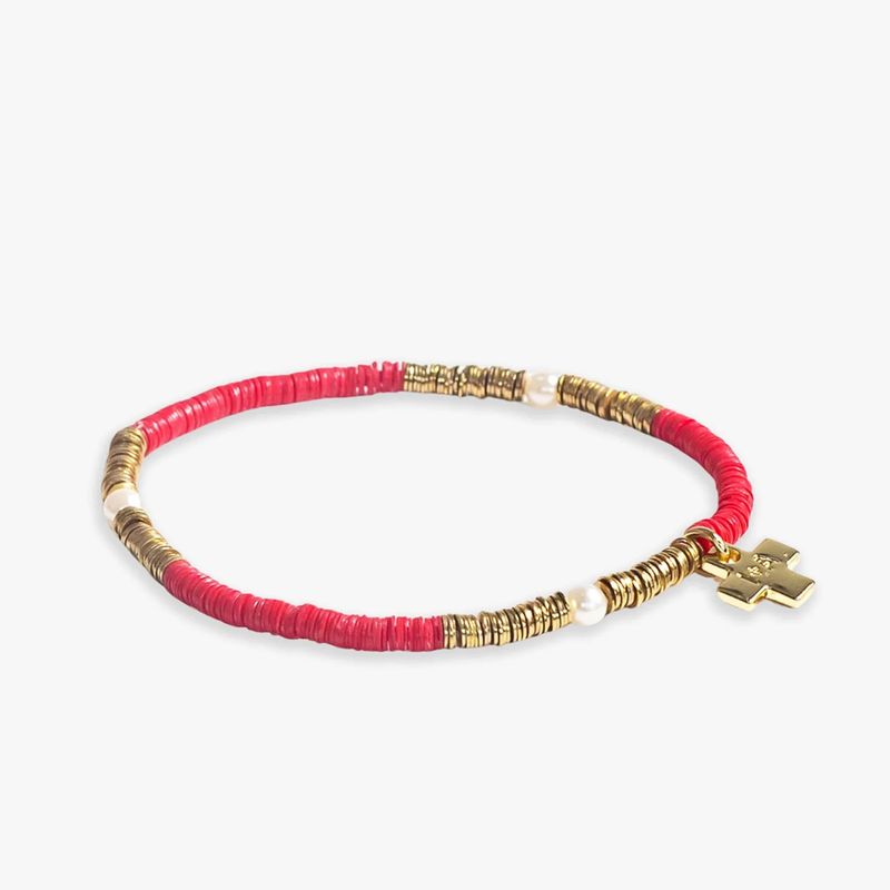 Rory Gold with Pearls Bracelet Red